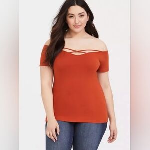 Torrid Foxy Orange Off Shoulder Strappy Top 3x New Nwt